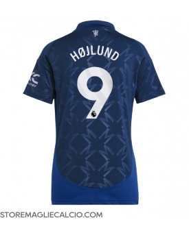 Manchester United Rasmus Hojlund #9 Maglia Gara Trasferta Repliche 2024-25 Donna